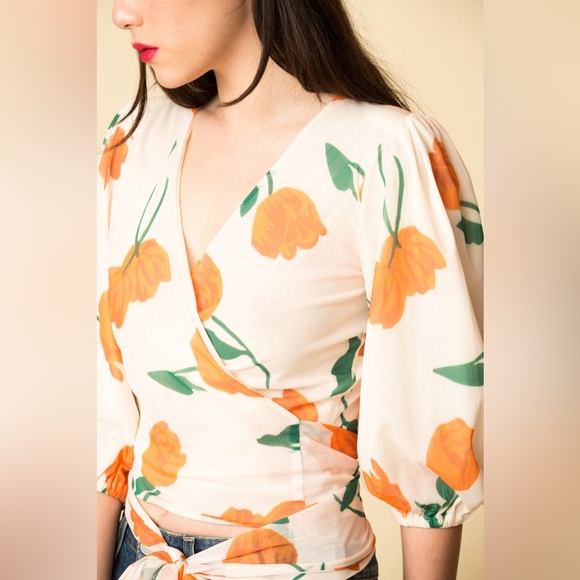 Ganni Tilden Mesh Wrap Top - Picture 3 of 7